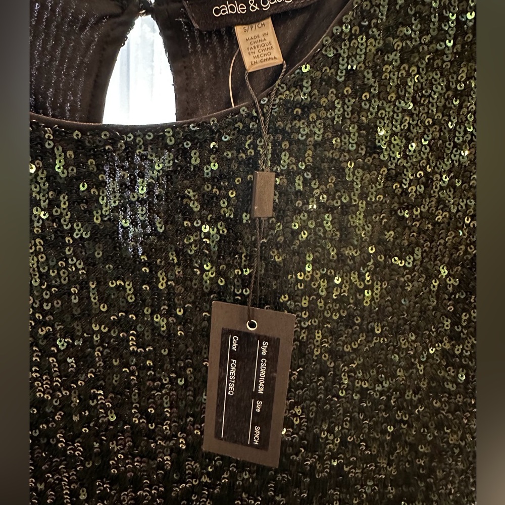 Cable & Gauge Forest Green Sequin Dress BNWT - Picture 2 of 6